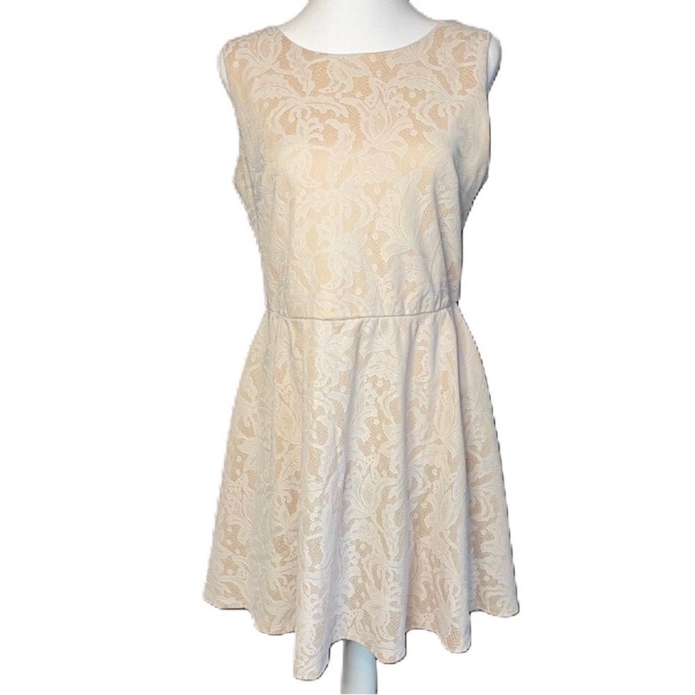 Heart Soul Women’s Blush Sleeveless Lace Fit & Flare Dress Large (Juniors’)